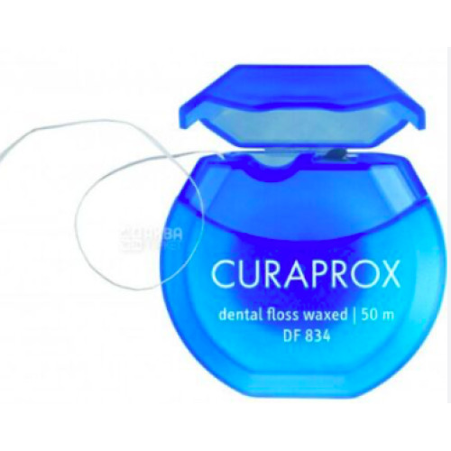 Нитка міжзубна вощена Curaprox з ароматом м'яти 50 м